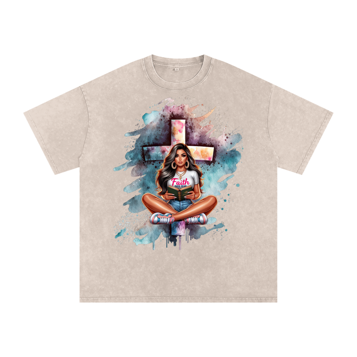 Snow Washed Oversized Cotton T-Shirt